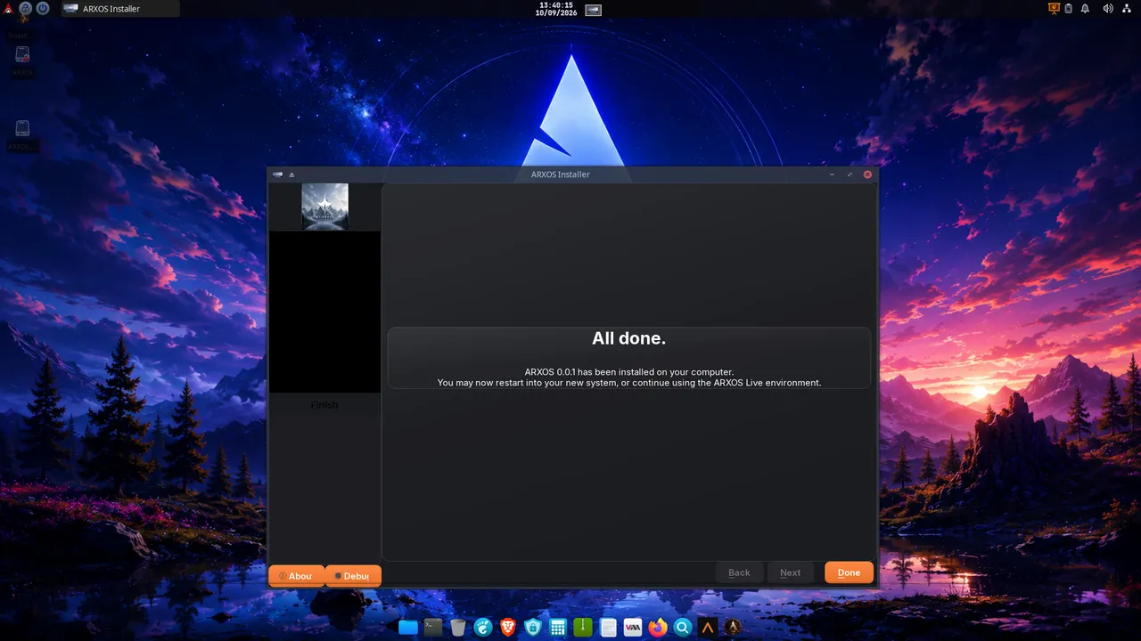 8. All done: restart into your new system.