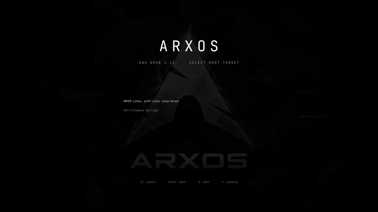 The ArxOS boot menu: pick