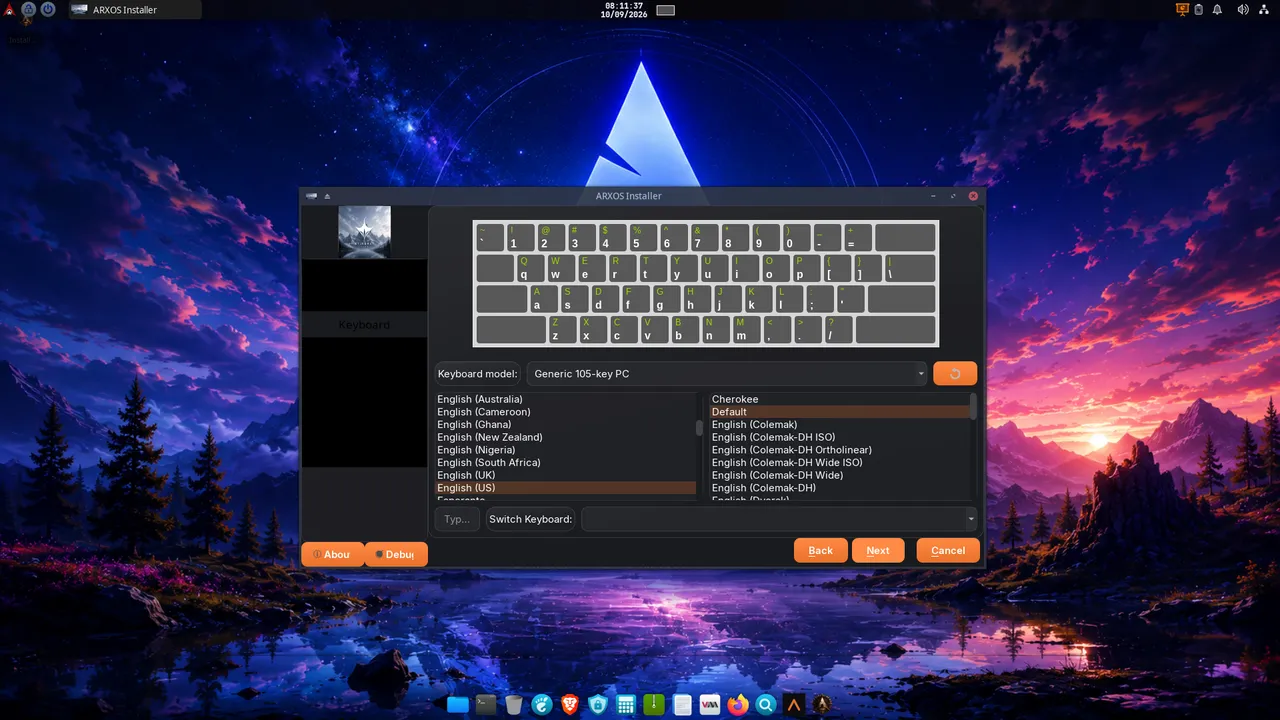 3. Keyboard layout.