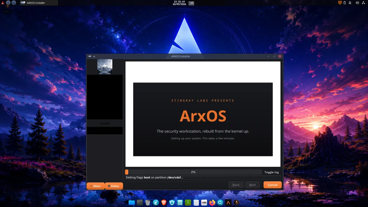7. Installing: the system copies across.