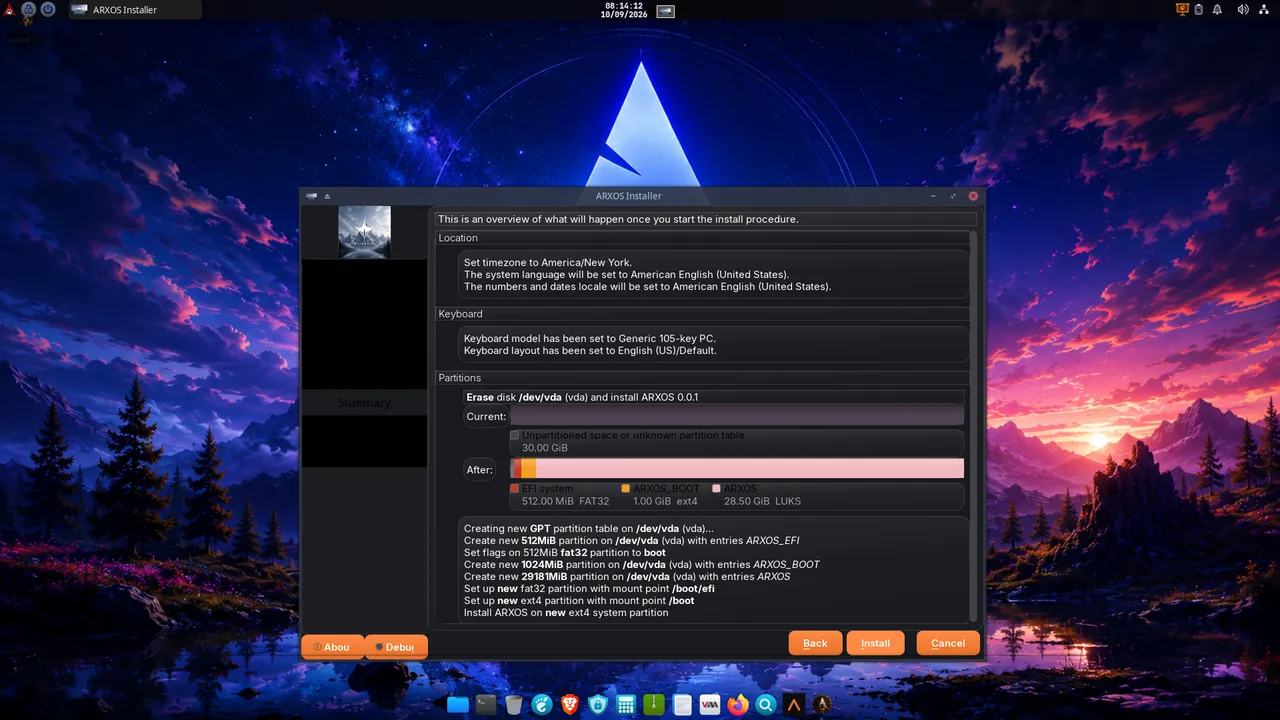 6. Summary: review, then Install.