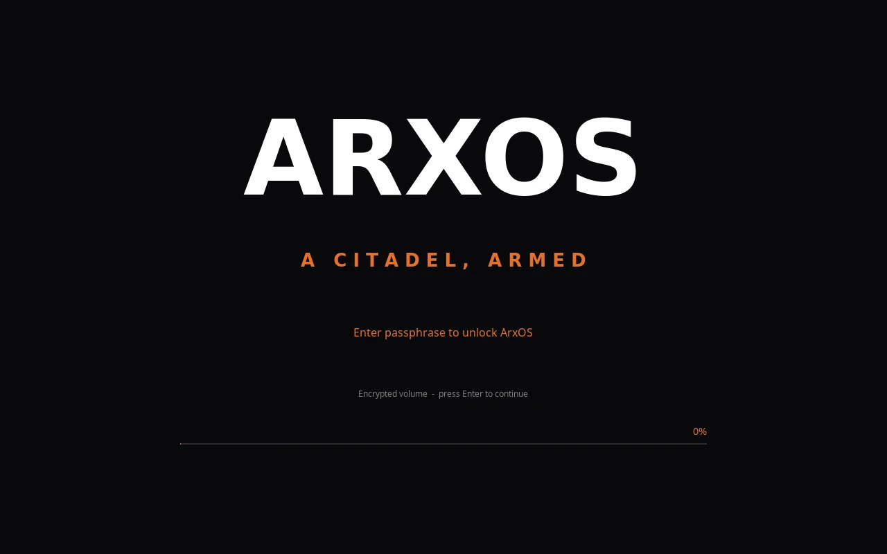 ArxOS DEATHSTROKE armed pre-boot unlock prompt