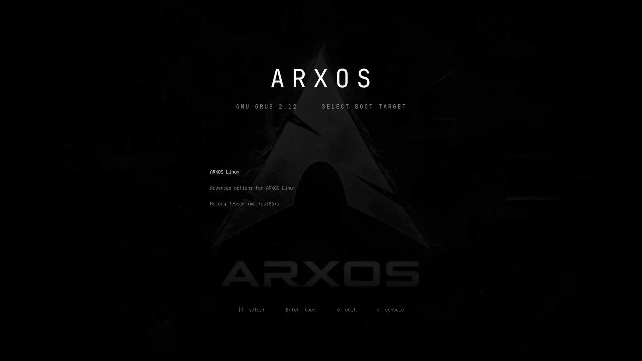 ARXOS GRUB boot menu